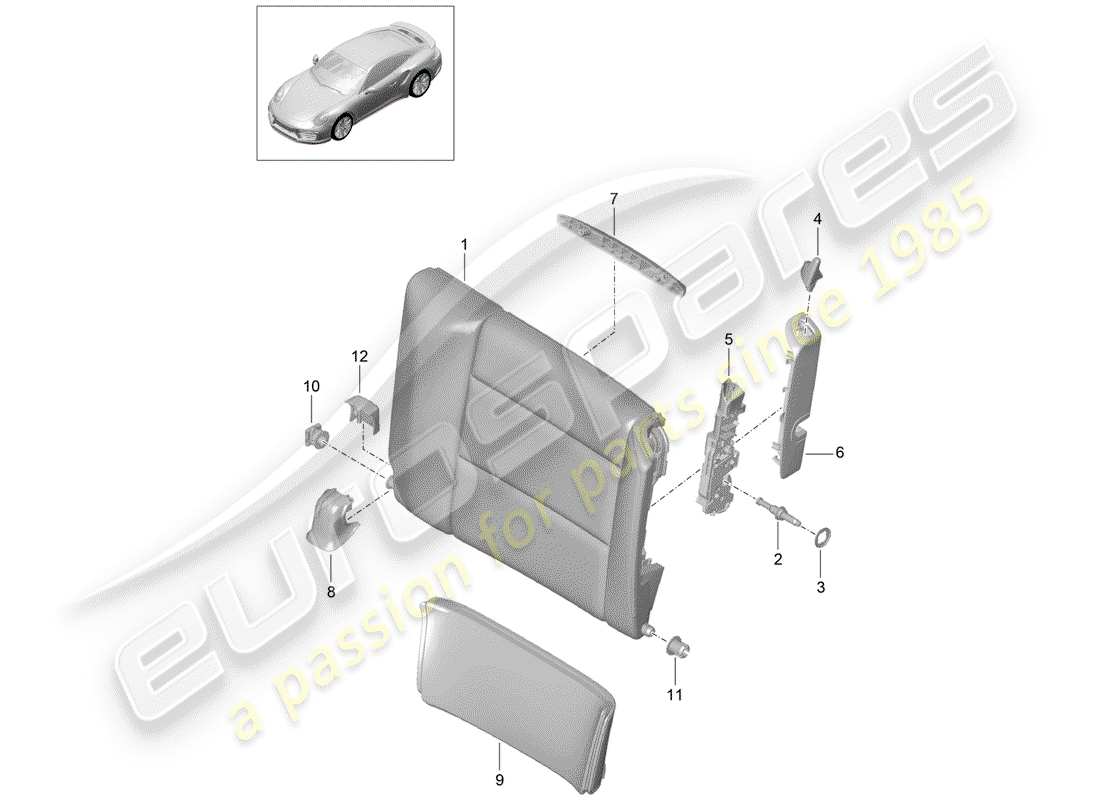 porsche 2015 (991-1 turbo) emergency seat backrest accessories d - mj 2017>> part diagram