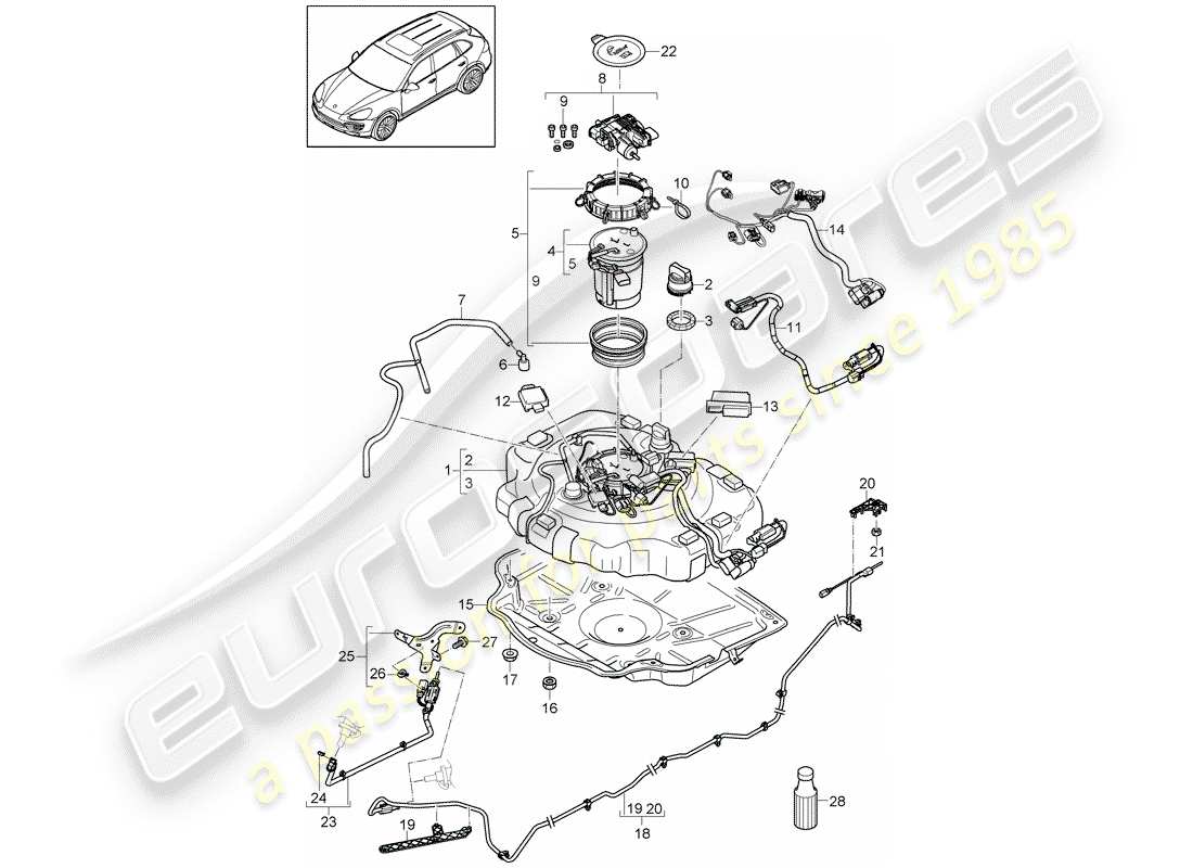 porsche 2016 (cayenne e2 92a) exhaust gas treatment system for vehicles with selective catalytic reduction (scr) part diagram
