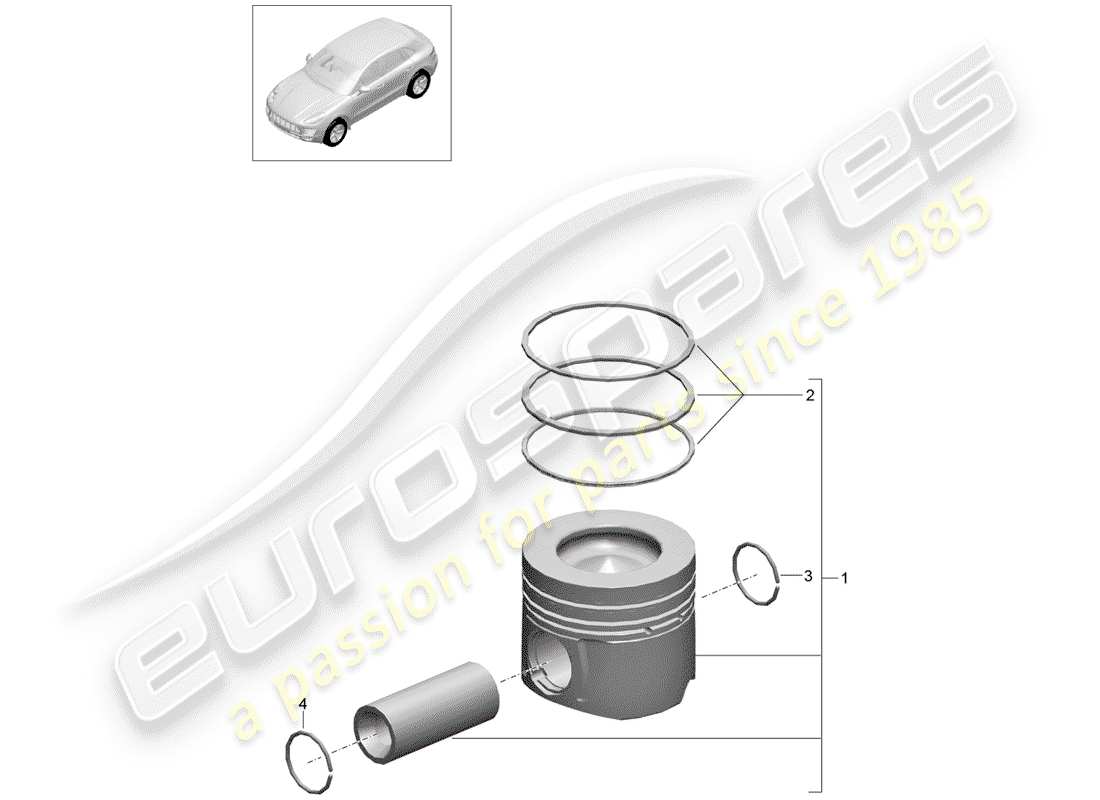 porsche 2015 (macan) piston piston ring part diagram