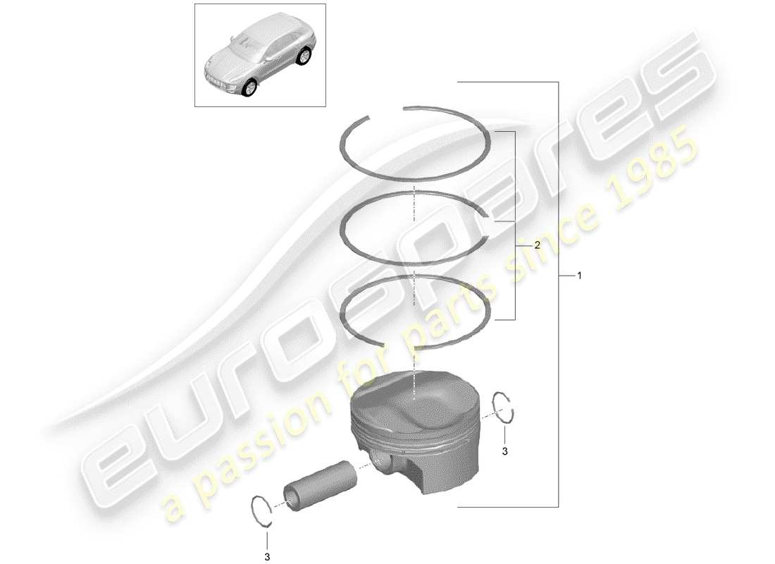 porsche 2016 (macan) piston piston ring part diagram