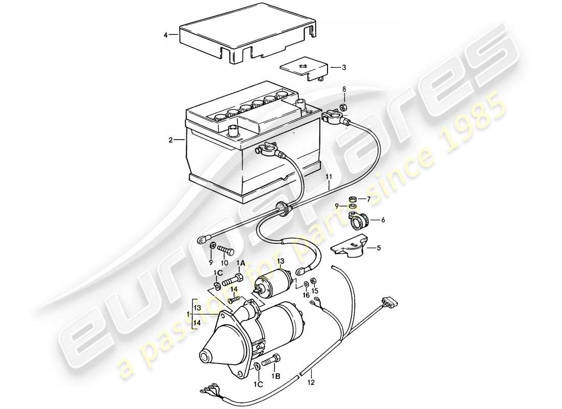 porsche 1987 (944) starter - battery - wiring harnesses parts diagram