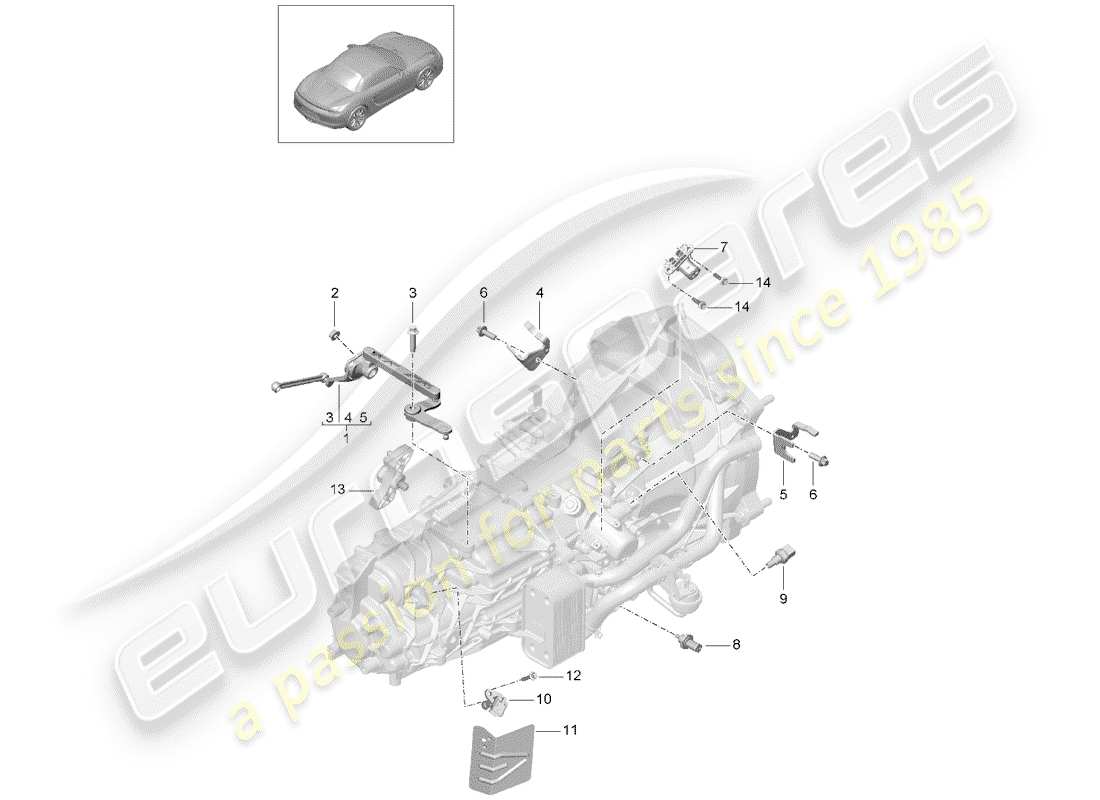 porsche 2015 (981 boxster) manual gearbox individual parts parts diagram