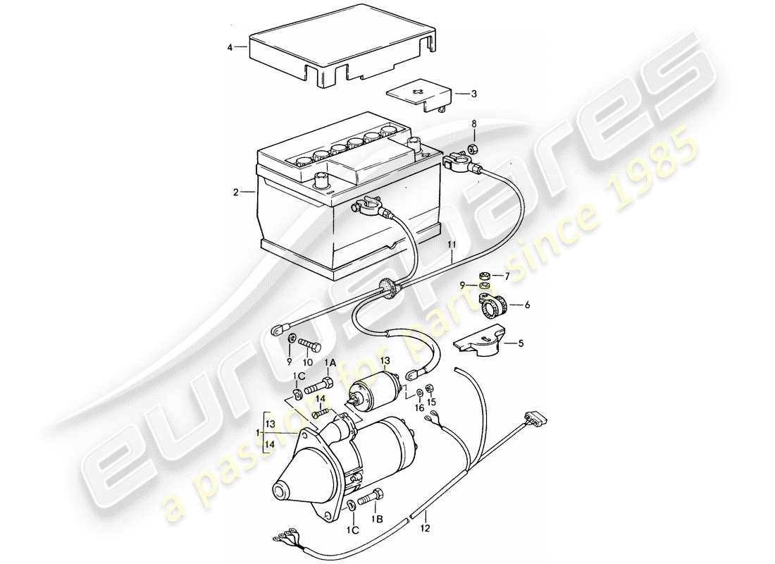 porsche 1986 (924s) starter - battery - wiring harnesses parts diagram