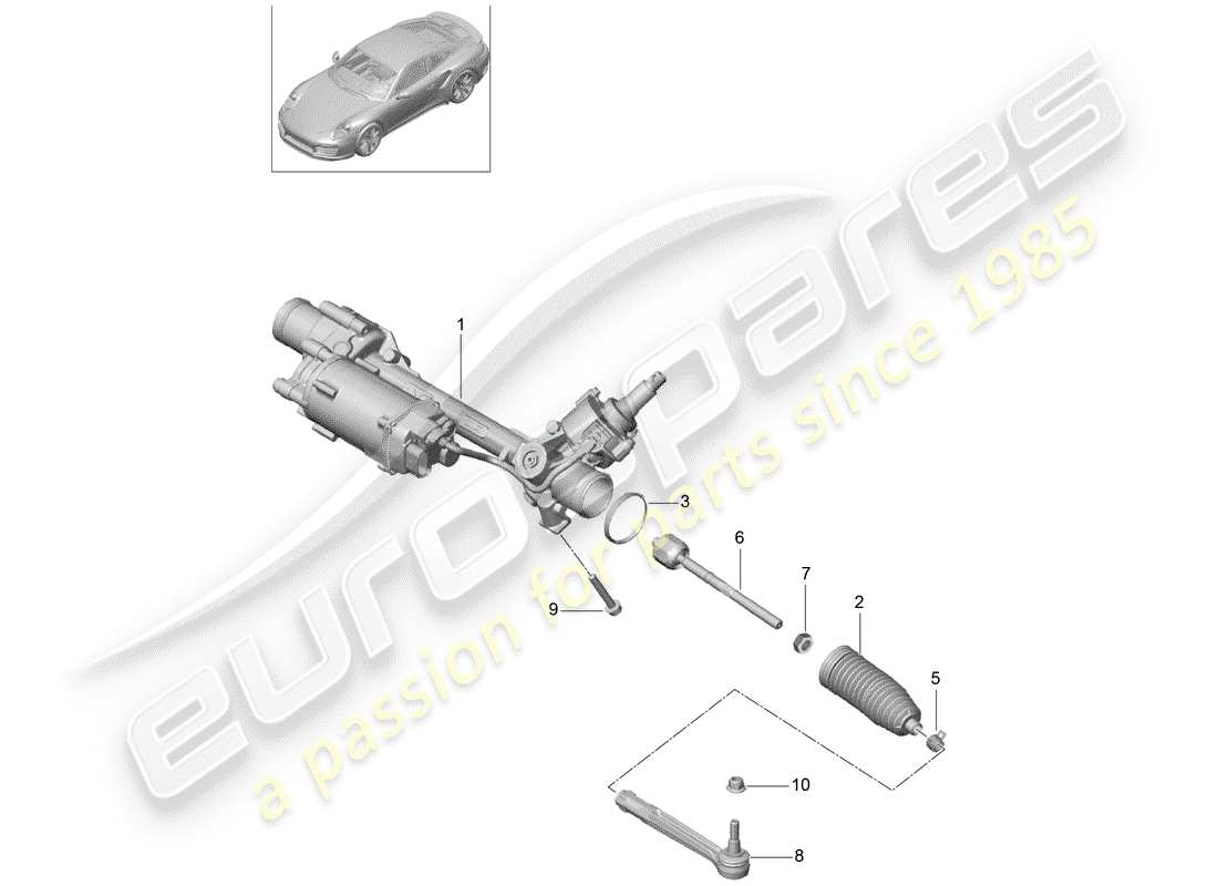 porsche 2016 (991-1 turbo) steering gear d - mj 2017>> part diagram