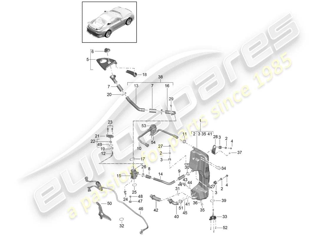 porsche 2016 (991-1 r/gt3/rs) engine (oil press./lubrica.) oil tank part diagram