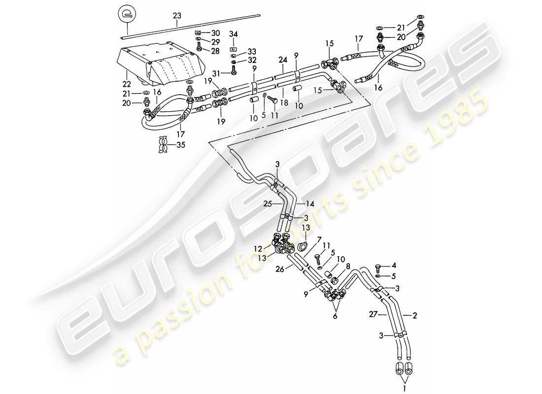 porsche 1961 (356b/356c) oil pipe - oil cooler part diagram