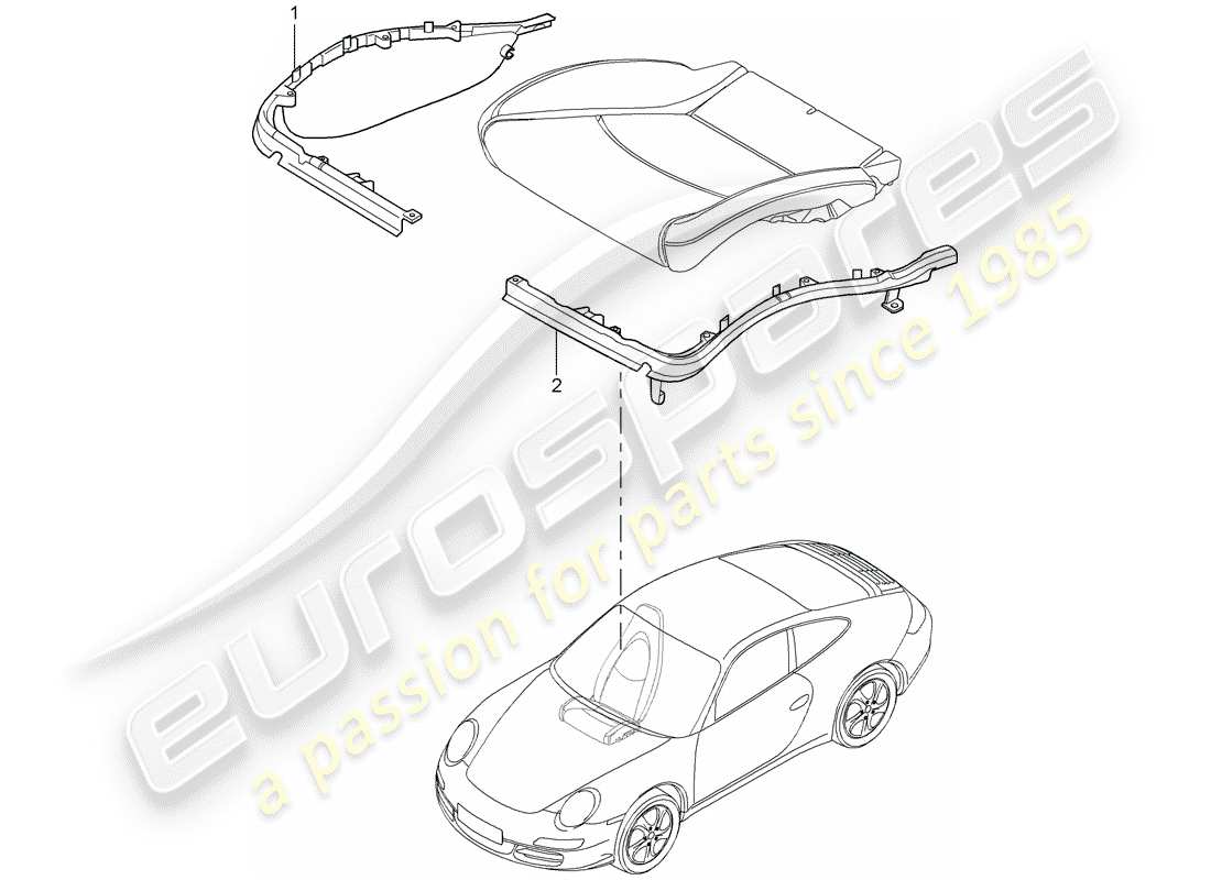 porsche 2005 (997-1) cushion carrier parts diagram