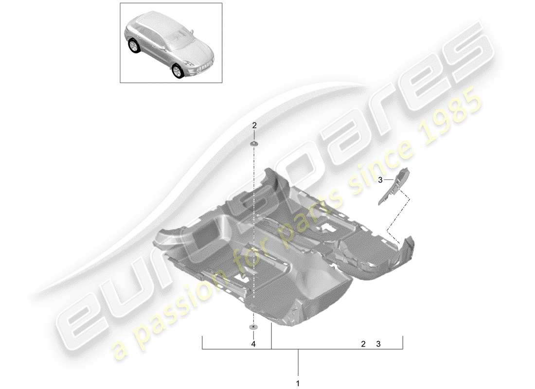 porsche 2015 (macan) flooring cover foot rest part diagram