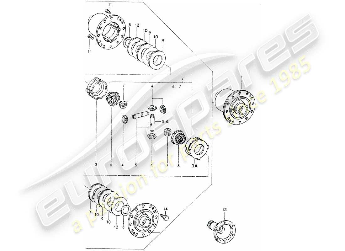 porsche 1991 (964) limited slip differential parts diagram