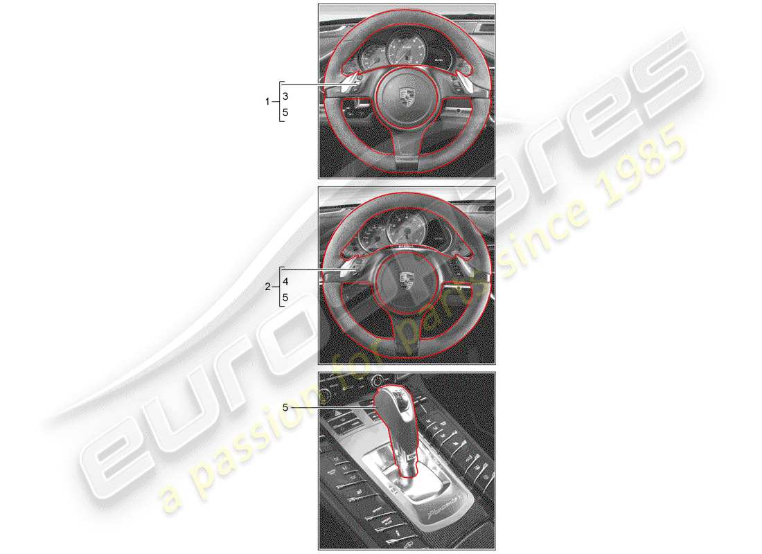 porsche tequipment panamera (2013) steering wheel parts diagram
