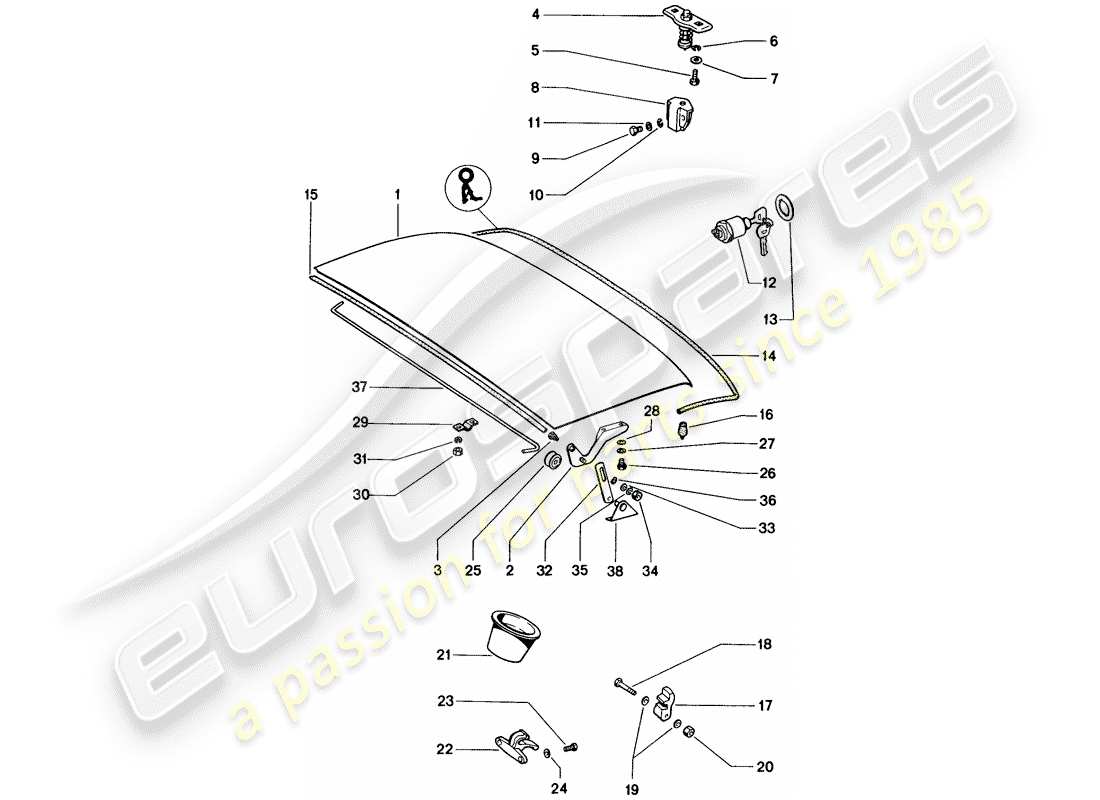 porsche 1975 (914) cover part diagram