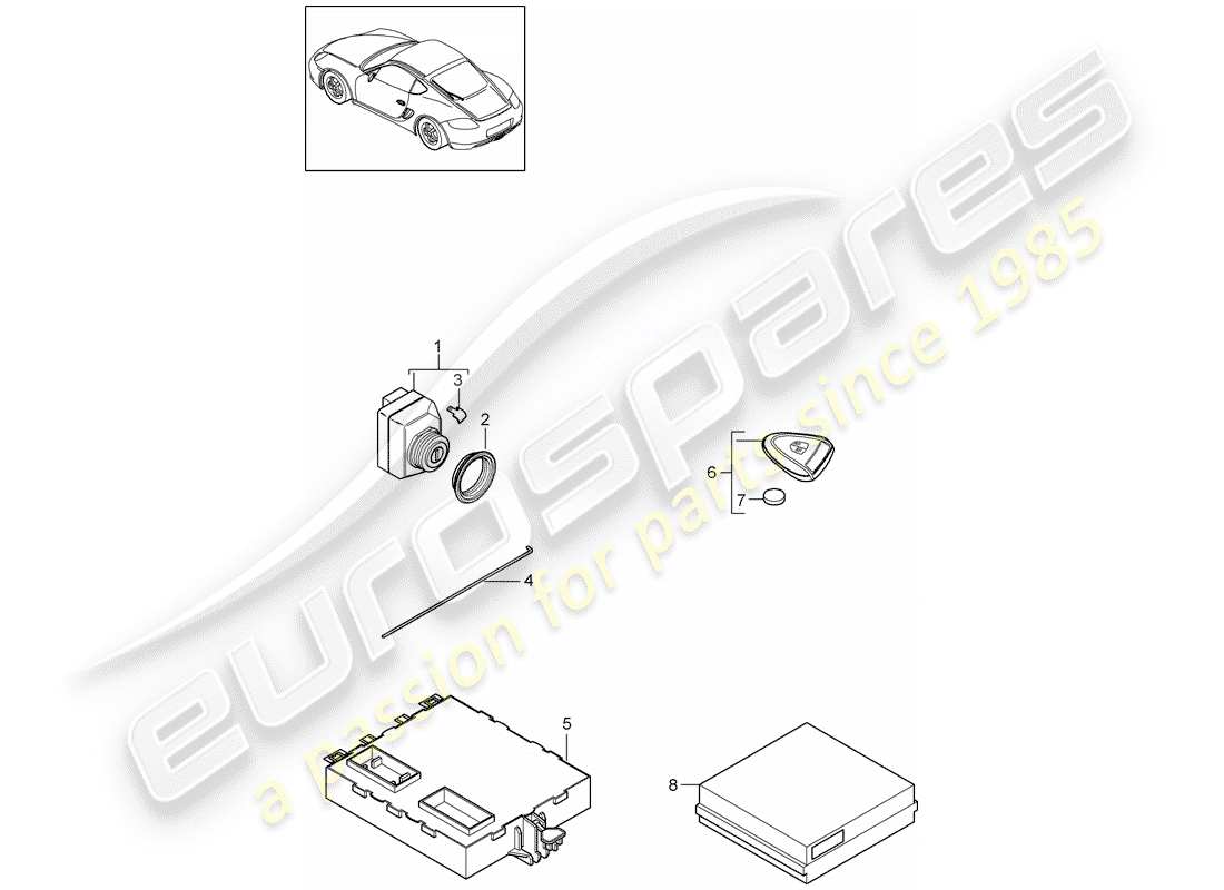 porsche 2009 (987 cayman) control units ignition/starter switch porsche acces system part diagram