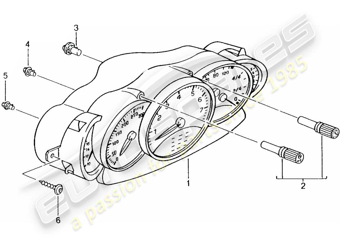 porsche 2000 (996) instrument cluster - complete part diagram