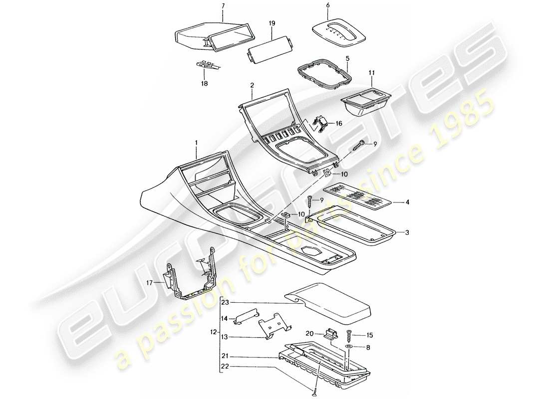 porsche 1991 (944) cassette holder - center console part diagram