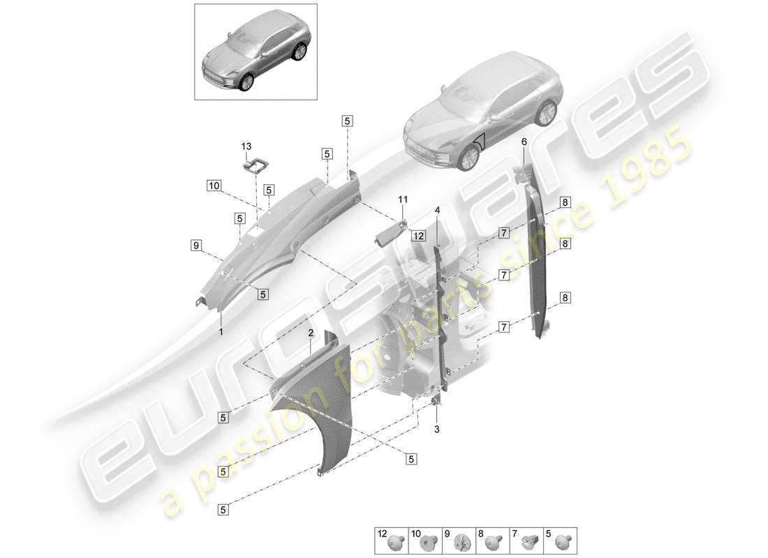porsche 2019 (macan) wing front part diagram