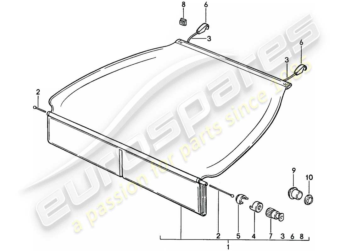 porsche 1992 (968) luggage compartment cover part diagram