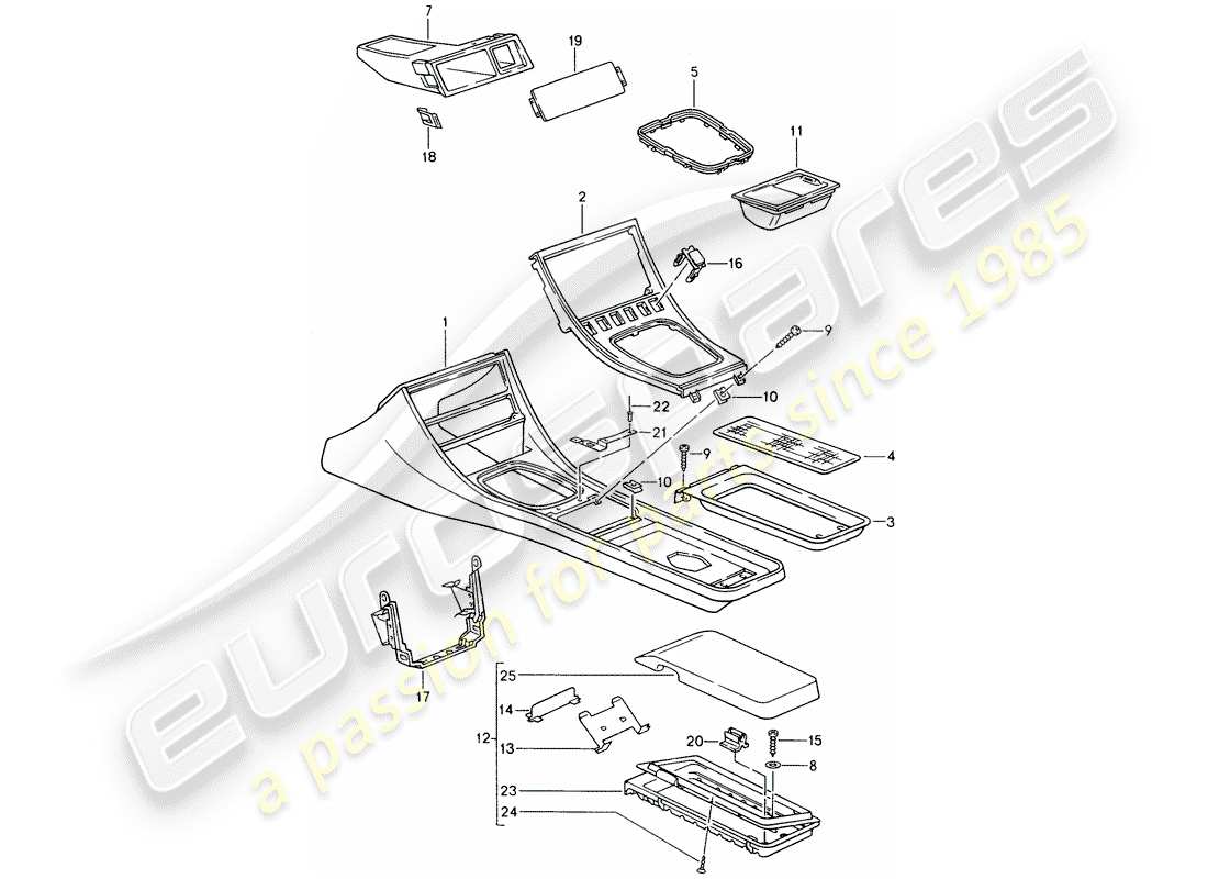 porsche 1992 (968) cassette holder - center console part diagram