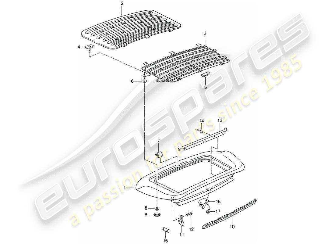 porsche 1995 (993) rear spoiler part diagram