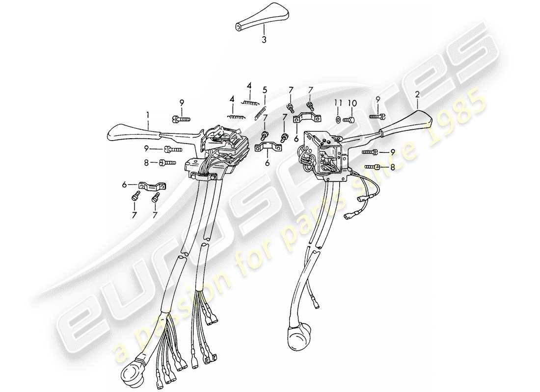 porsche 1968 (911/912) steering column switch parts diagram