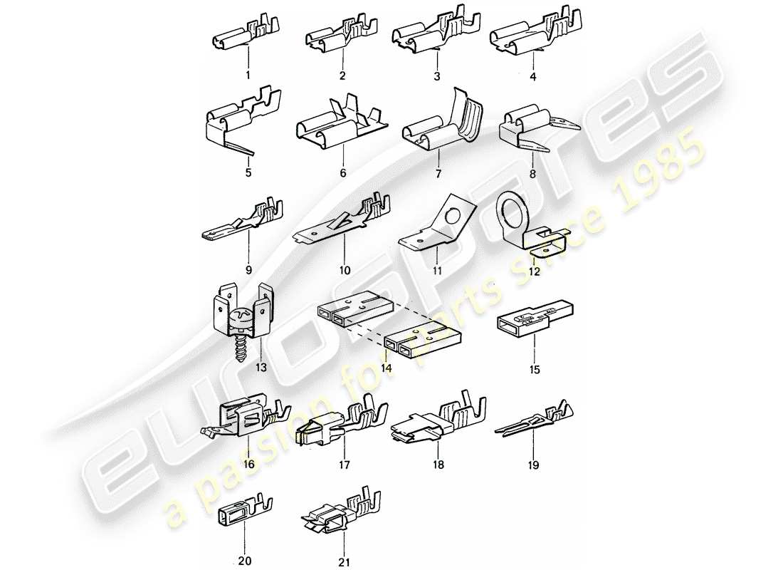porsche 1986 (911) male blade terminal - push-on connector part diagram