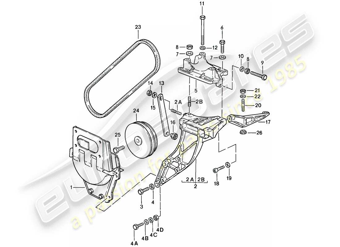 porsche 1987 (911) compressor - mounting - driving mechanism part diagram