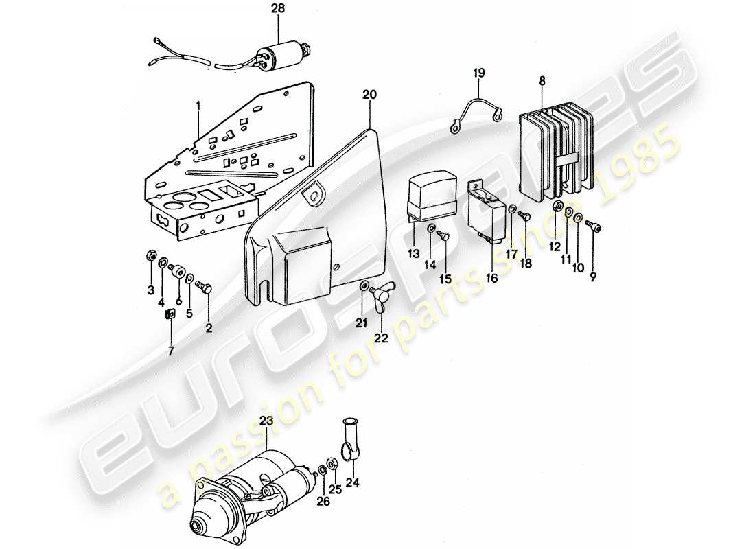 porsche 1976 (911 turbo) plate - starter - switch unit part diagram