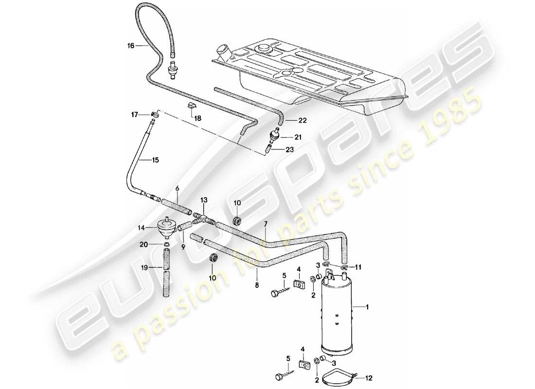 porsche 1985 (924) evaporative emission canister parts diagram