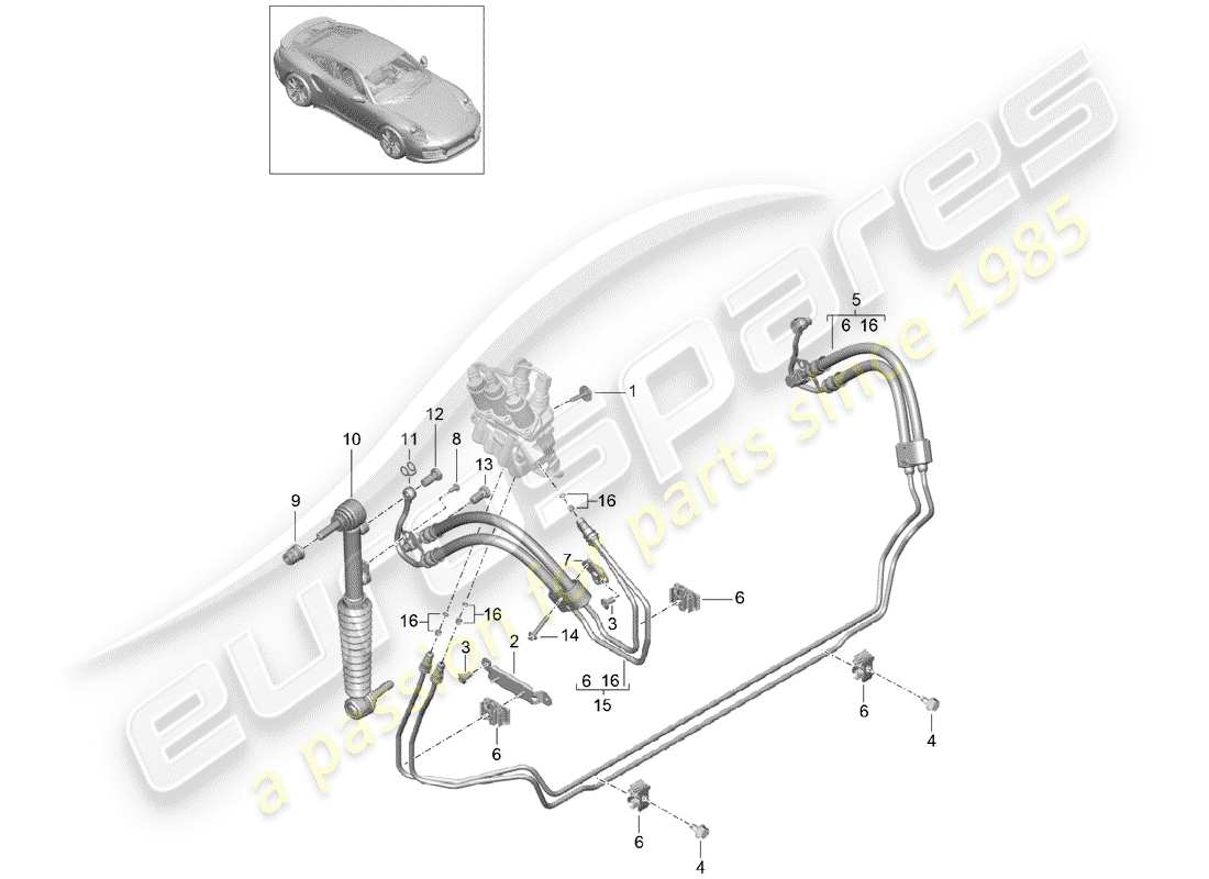 porsche 2015 (991-1 turbo) hydraulic line front end damper pdcc d >>- mj 2016 part diagram