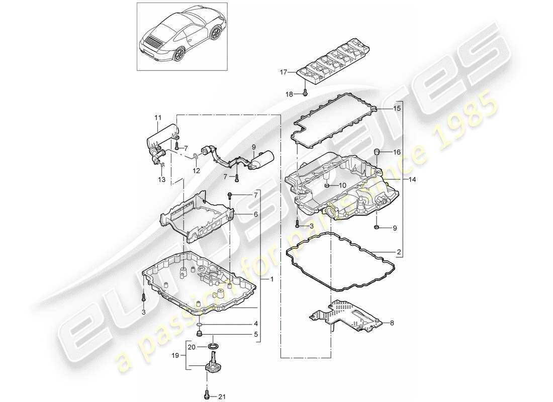 porsche 2010 (997-2) oil pan parts diagram