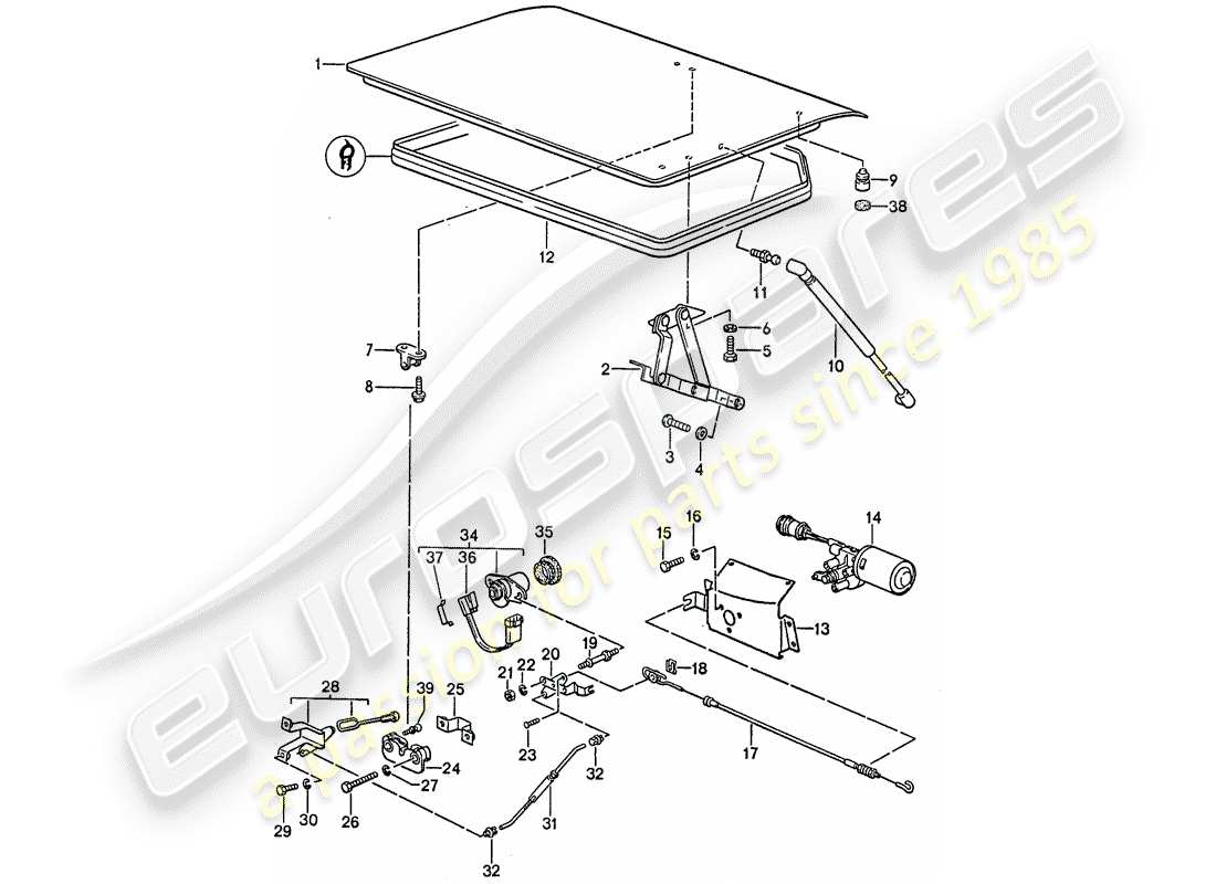 porsche 1989 (944) rear trunk lid parts diagram