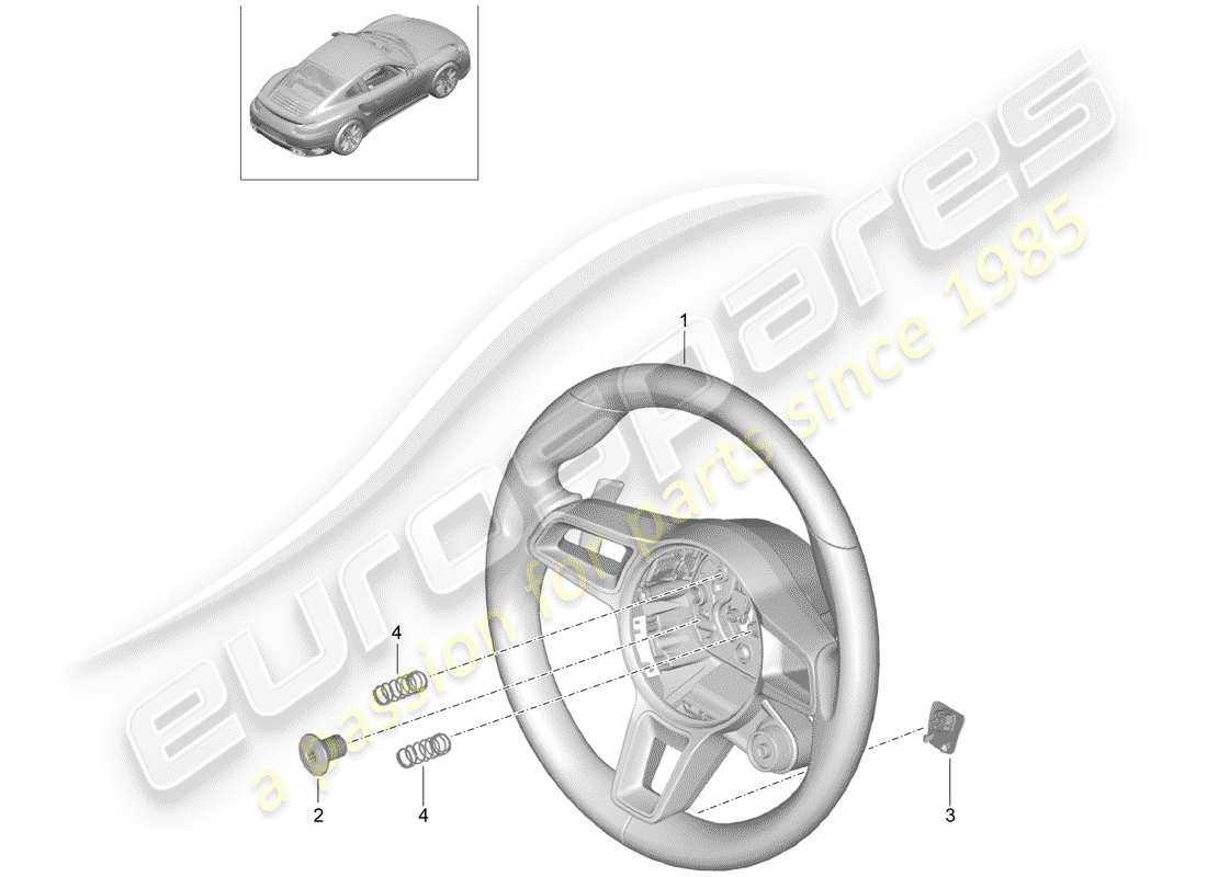porsche 991 turbo (2019) steering wheel parts diagram