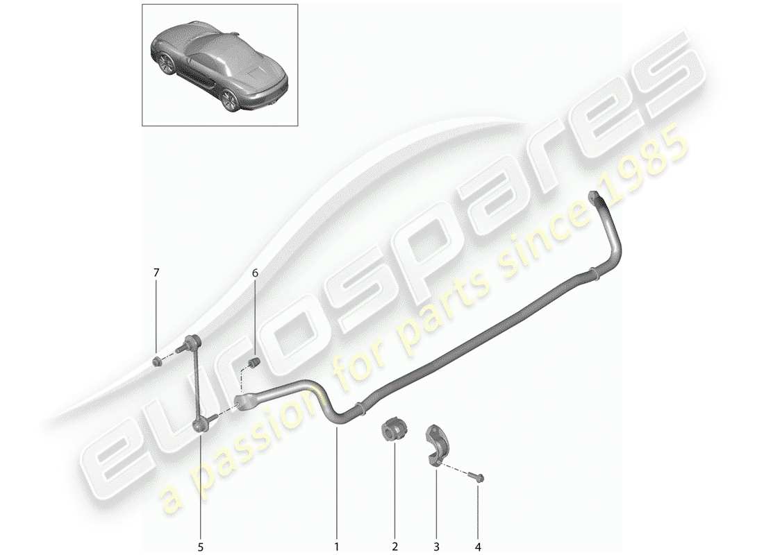 porsche 2015 (981 boxster) anti-roll bar parts diagram