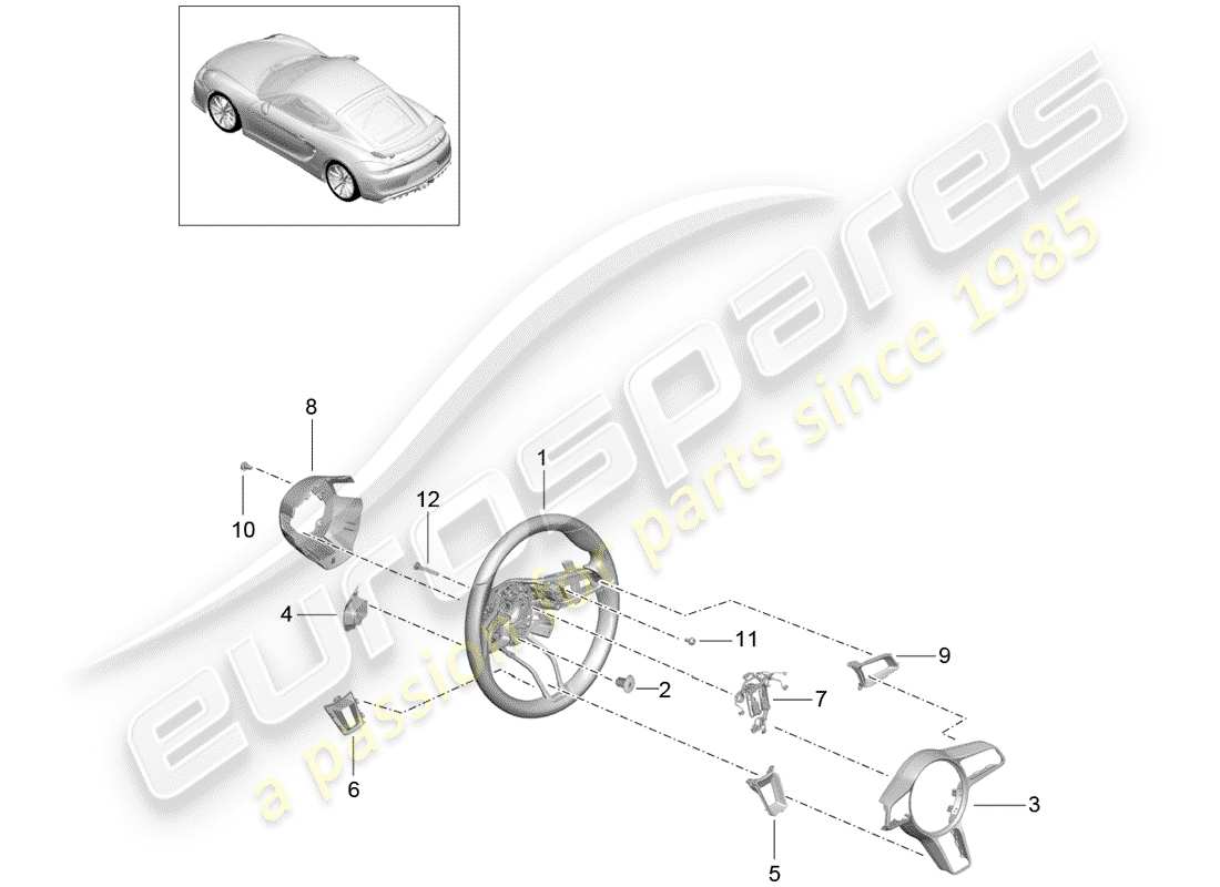 porsche 2016 (981 cayman gt4) steering wheel part diagram