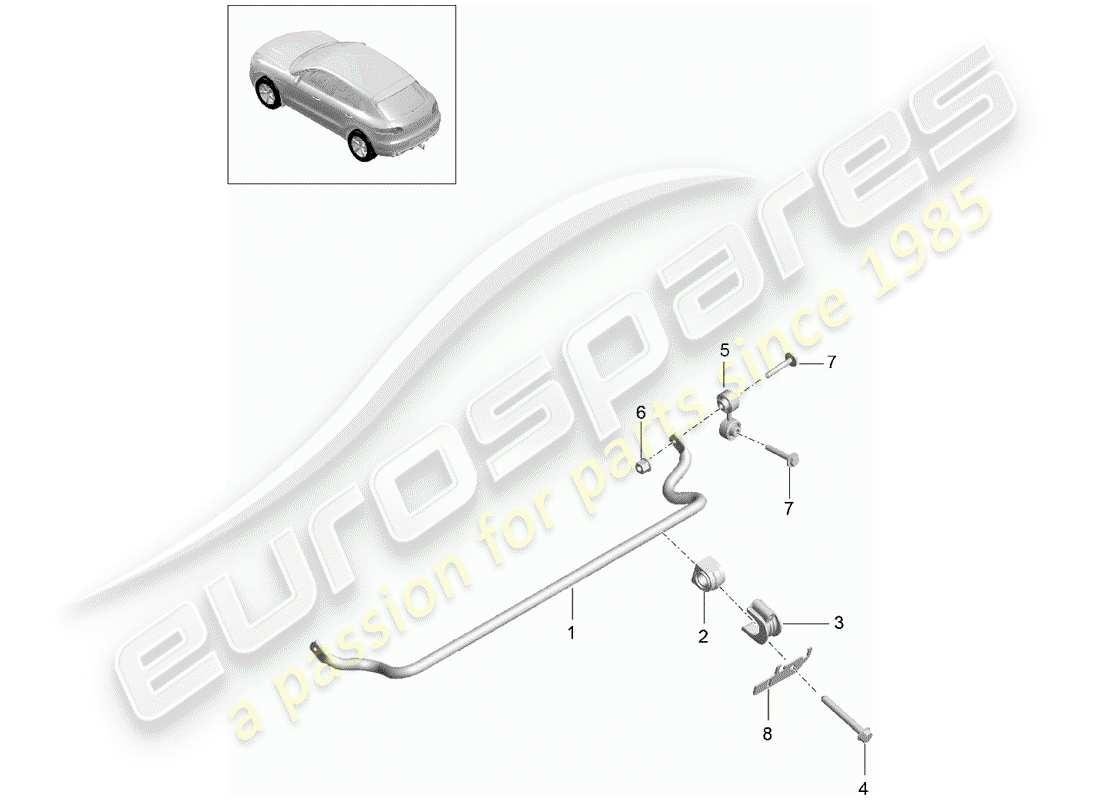 porsche 2016 (macan) anti-roll bar part diagram