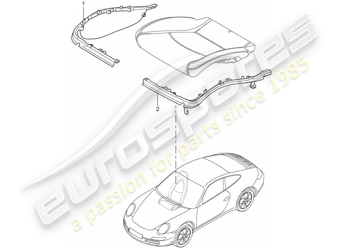 porsche 2012 (997-2 turbo / gt2 rs) cushion carrier parts diagram