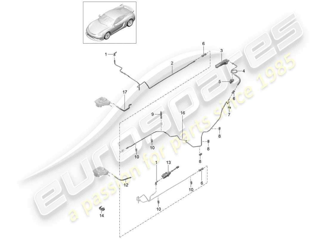 porsche 2016 (981 cayman gt4) hydraulic coupling actuation clutch master cylinder clutch slave cylinder part diagram