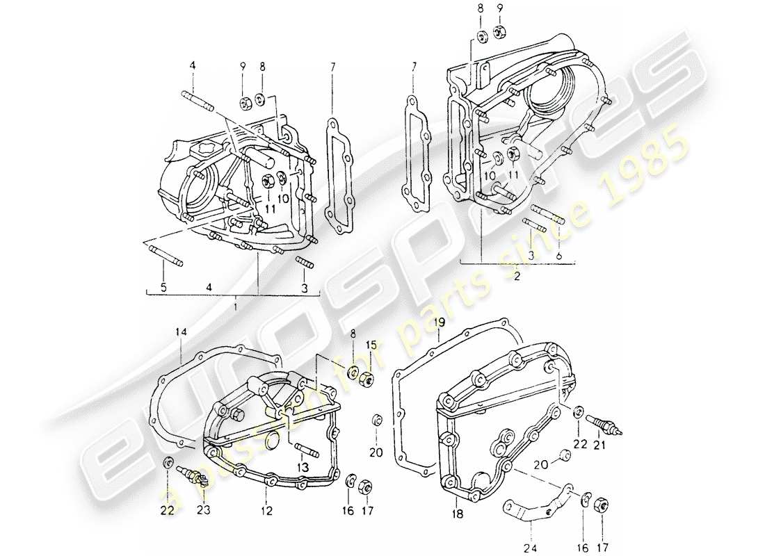 porsche 964 (1994) chain case parts diagram