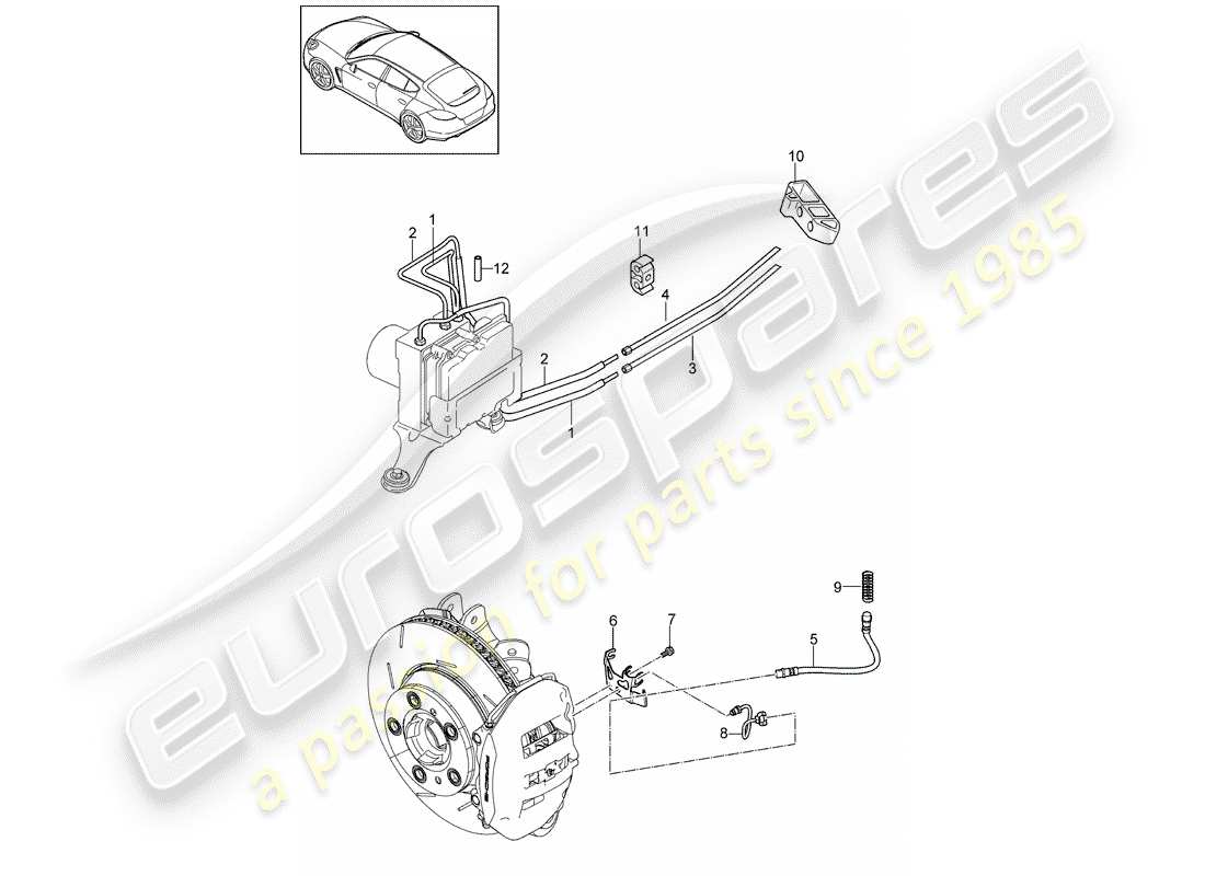 porsche 2014 (panamera 970) brake line underbody rear axle part diagram