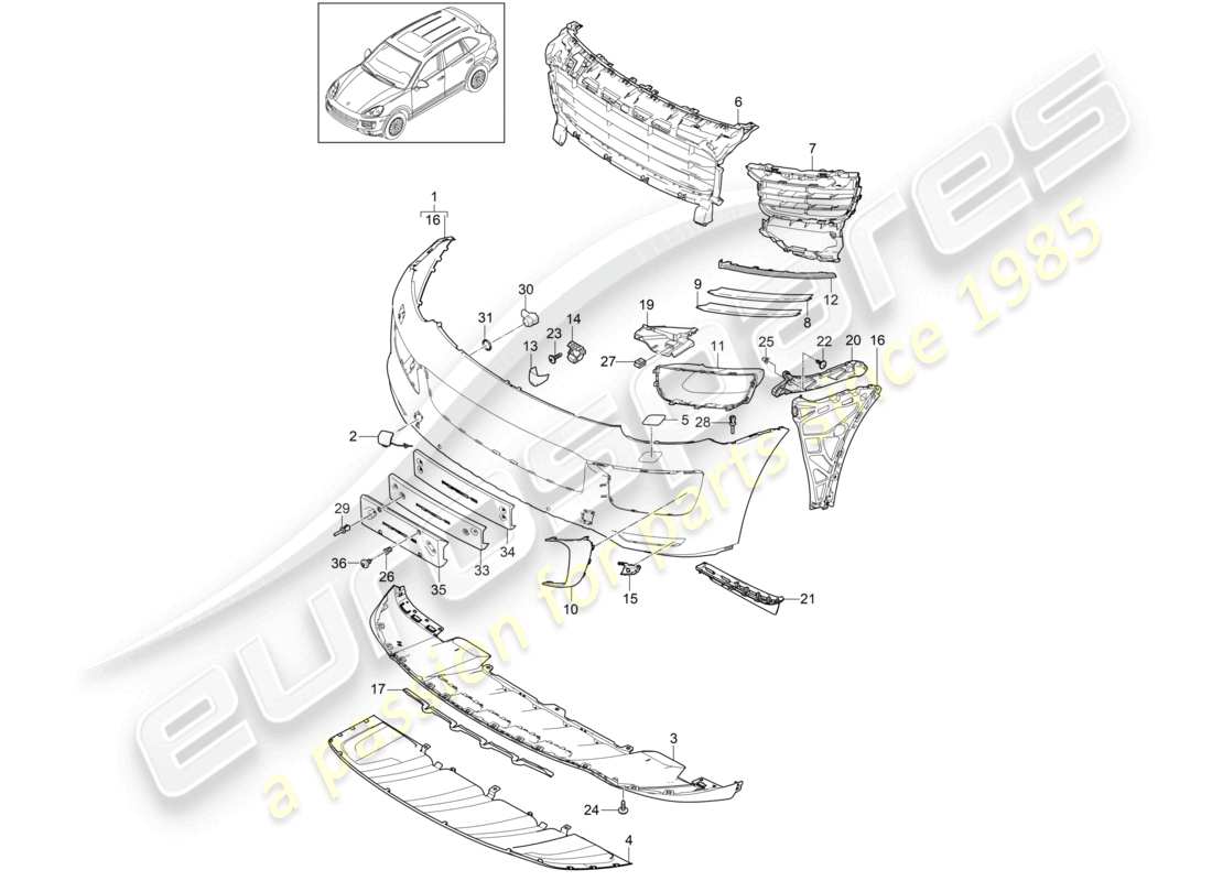 porsche 2011 (cayenne e2 92a) trim front turbo gts 2. generation d - mj 2015>> part diagram