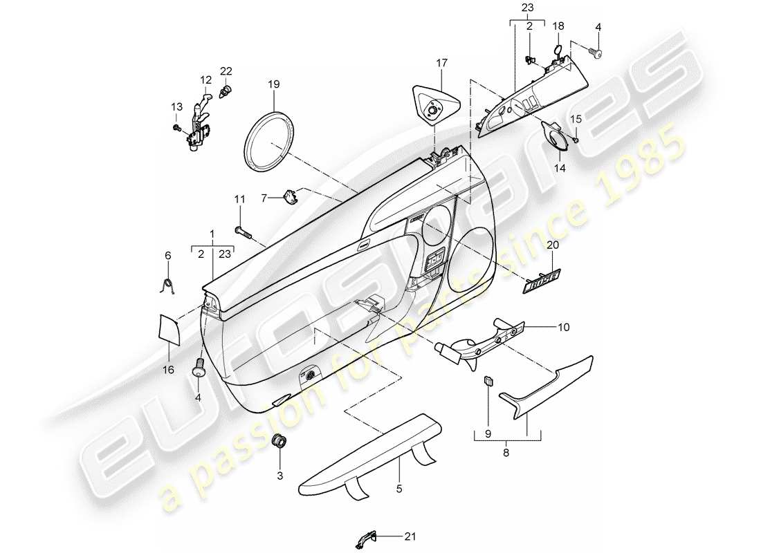 porsche 2007 (987 boxster) door panel accessories parts diagram