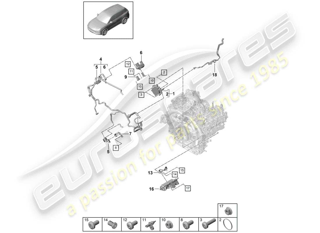porsche 2019 (cayenne e3 9ya/9yb) vacuum system vacuum pump parts diagram