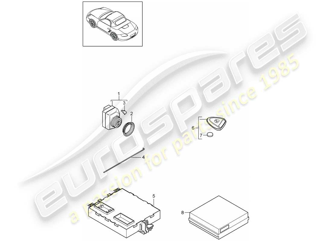 porsche 2011 (987 boxster) control units ignition/starter switch porsche acces system parts diagram