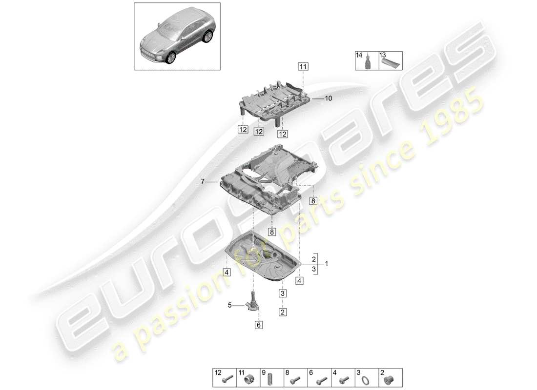 porsche 2019 (macan) oil-conducting housing oil sump part diagram