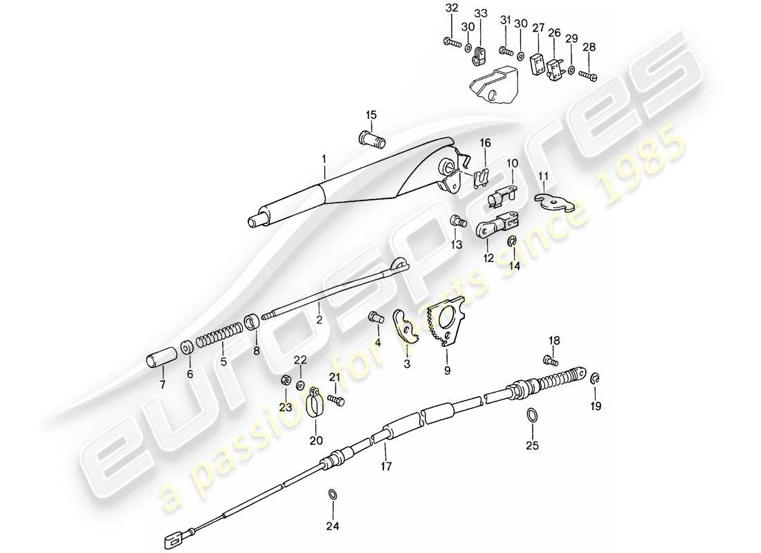 porsche 1987 (959) handbrake parts diagram