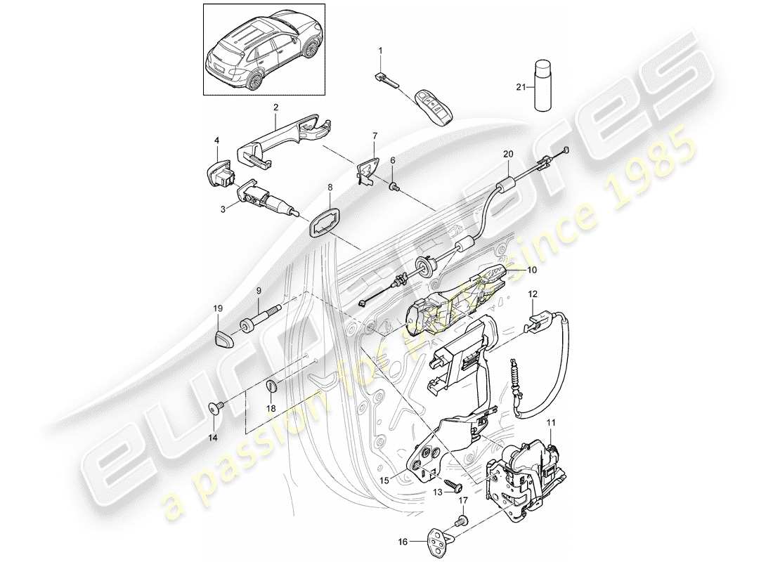porsche 2016 (cayenne e2 92a) door handles front door lock d >>- mj 2014 part diagram
