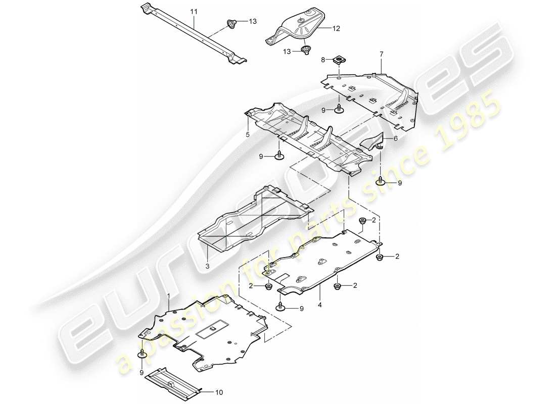 porsche 2009 997-2 turbo / gt2 trims parts diagram