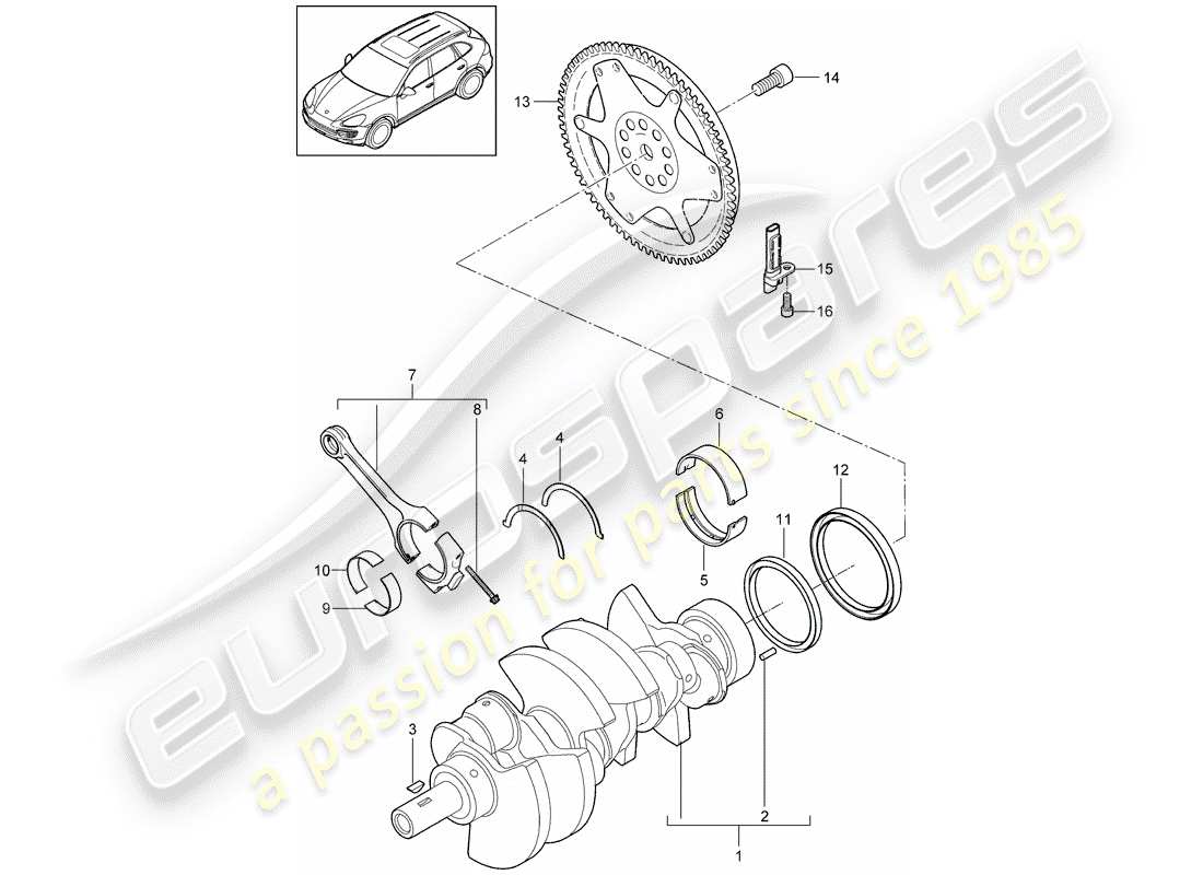 porsche 2015 (cayenne e2 92a) crankshaft conrod part diagram