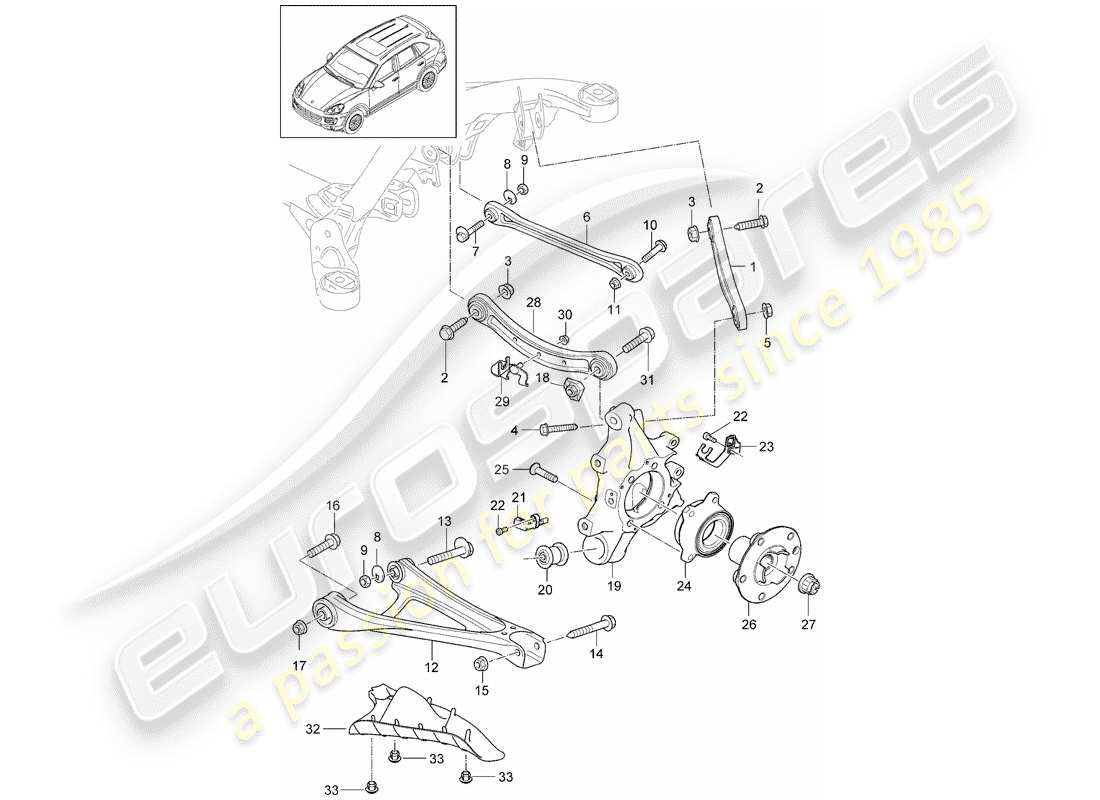 porsche 2015 (cayenne e2 92a) rear axle wheel carrier wishbone track rod wheel hub stone chip guard d - mj 2015>> part diagram