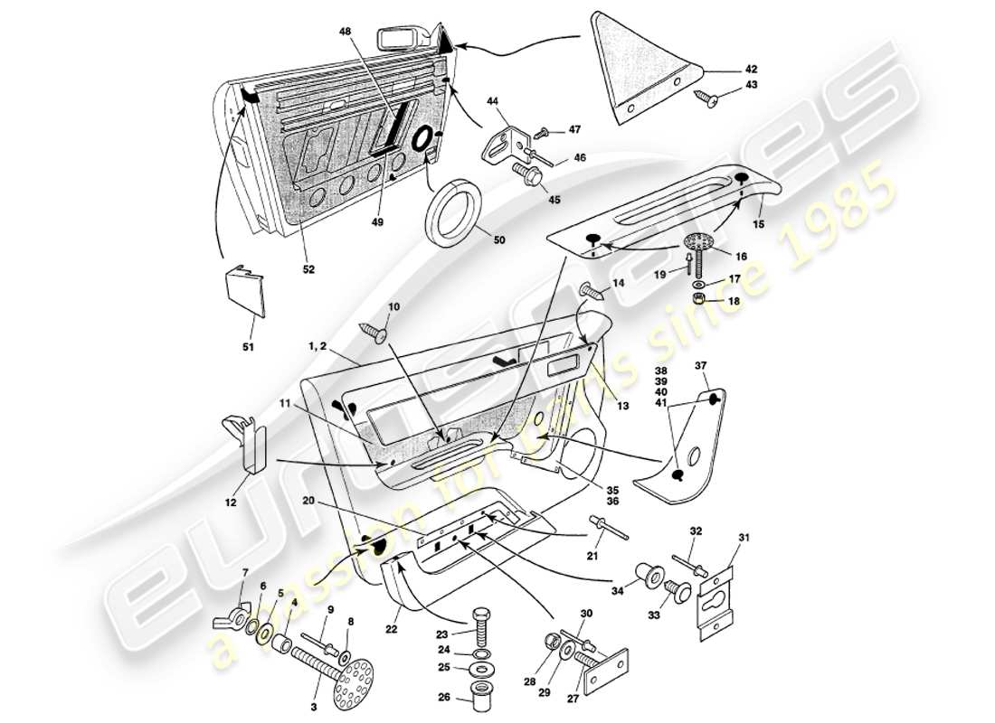 aston martin v8 volante (1999) door casing part diagram