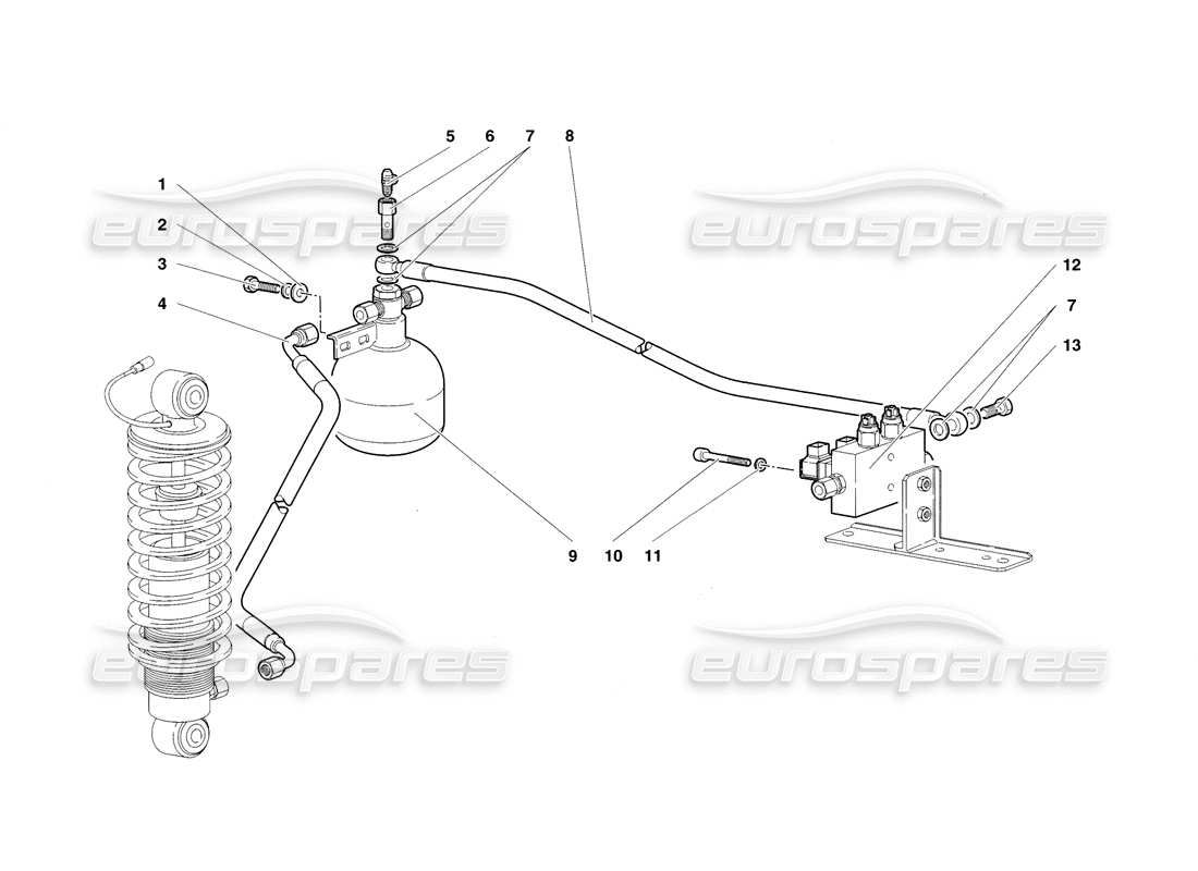 a part diagram from the lamborghini diablo sv (1998) parts catalogue